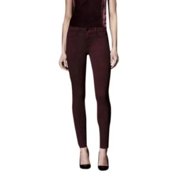 J Brand Super Skinny Lacq Pinot Waxed Coated Jeans Pant Denim burgundy Size 25 - Picture 4 of 15